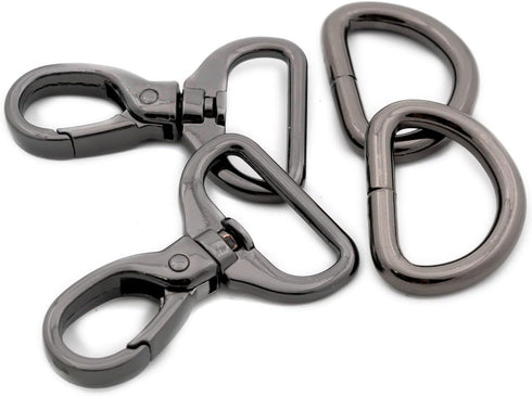 Oval Snap Hooks,with D Rings 8 Sets Purse Hardware Lobster Clasp Keychain Clip Purse Making Accessories (Gunmetal,1 1/4")...