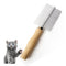 Dog Cat Pet Comb Double-Sided Grooming Brush Metal Comb for Loosening up Removing Mats Debris Tangles and Knots Wooden Handle Stainless Steel Toot...