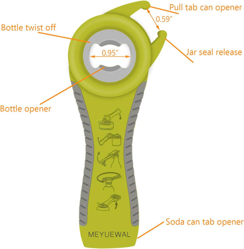 Jar Opener, 6 In 1 Bottle Opener Can Opener for Weak Hands, Jar Openers for Seniors with Arthritis, Multifunctional Lid Opener Kit, Easy Jar Opene...