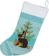 Caroline's Treasures BB9330CS Tan Rabbit Christmas Christmas Stocking, Teal Fireplace Hanging Stockings Christmas Season Party Decor Family Holida...