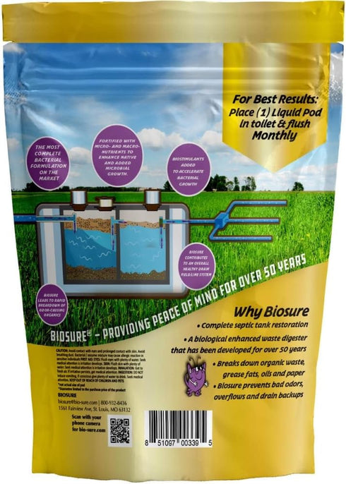 SeptiComplete Liquid Pods: 6-Month Septic Tank Enzymes Treatment and Drain Line Solutions: For RV Septic Tank Treatment, Disposable Toilet Cleanin...