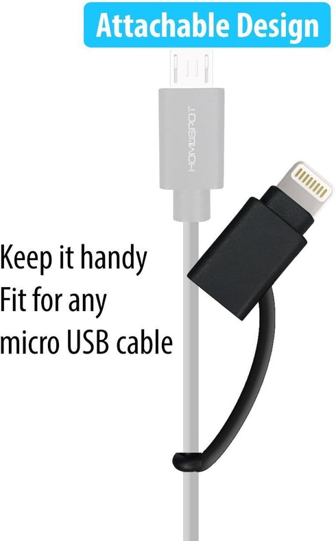 HomeSpot 8 pin to Micro USB Adapter, Female to Micro USB Male Connectors Adapters Converters Charge & Sync (2 Pack Black)...