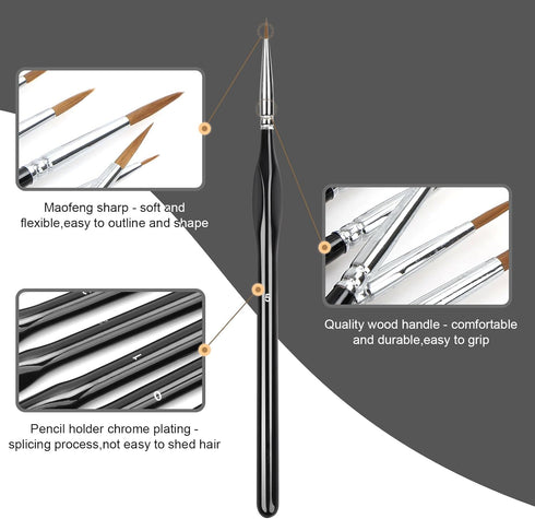 11 pcs Micro Detail Paint Brush Set,Miniature Painting Brushes,Miniature Painting Handle for Fine Detailing& Art Painting,Acrylic,Watercolor,Oil,M...