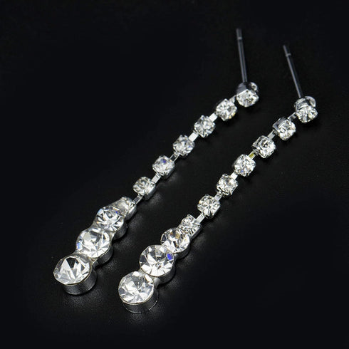 4 Pcs Bridal Jewelry Set for Wedding,Sliver Rhinestone Necklace Bracelet Dangle Earrings Prom Jewelry Sets for Bride,Bridesmaid Jewelry Set for Wo...