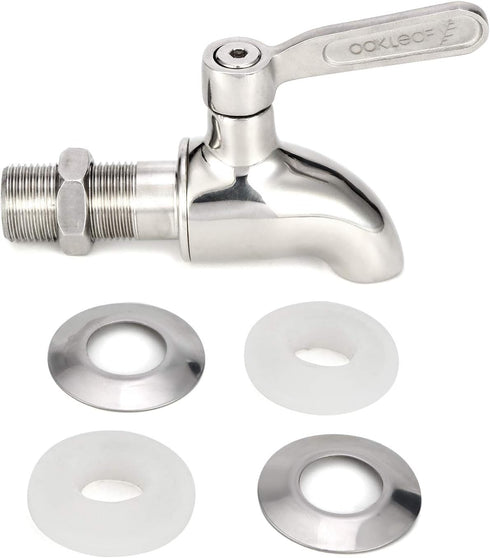 Oak Leaf Replacement Spigot for Beverage Dispenser, Stainless Steel Spigot for Drink Dispenser, Water Dispenser Faucet, Food Grade, 2 Pack...