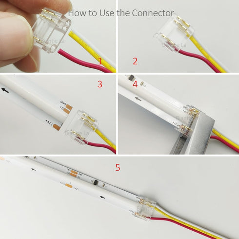 3-Pin 12mm COB LED Strip Connector Kit for Solderless Strip-to-Wire and Strip-to-Strip Joints on 5V 12V 24V DC COB LED Light Strips (Pack of 25)...