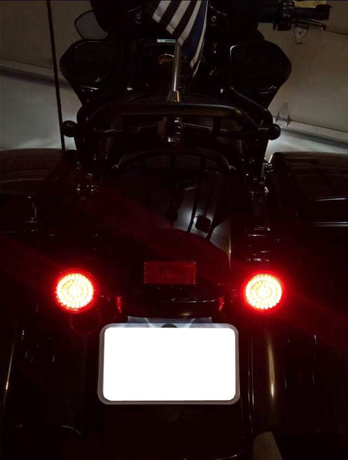 iJDMTOY 2-Inch White Halo/Amber Inner 1157 Front & Red Full LED Rear Turn Signal Light Bulbs Compatible with Harley Davidson Touring Electra Glide...