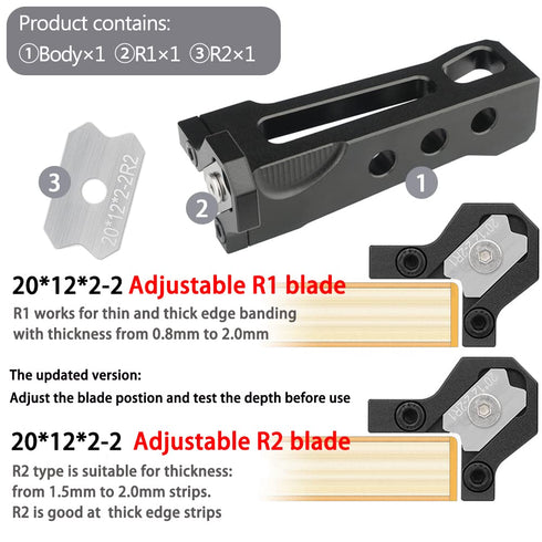Woodworking Veneer Edge Trimmer - R1+R2 Chamfer Plane, Edge Banding Cutter, Manual Planer Blade, Burr Scraper for Board & Wood Surfaces...