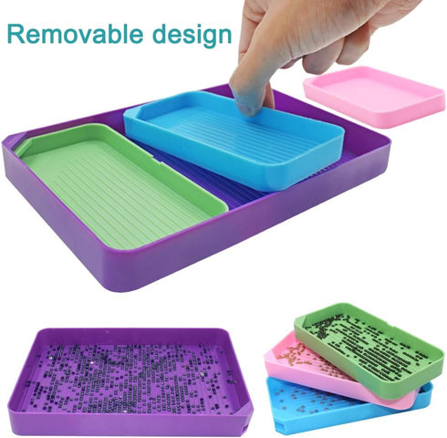 10 Pcs Diamond Art Trays, FineGood 3 Sizes Diamond Art Painting Tray Kits Beads Sorting Trays Diamond Art Storage Accessories for DIY Art Craft...