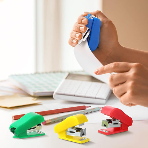 Mini Stapler with Staples, Portable Small Stapler, Multicolor Kids Stapler, Hand Held Desk Staplers, Cute Office Supply Set for Office School Coll...