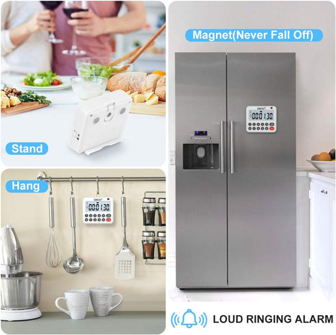 XREXS Digital Kitchen Timer Magnetic Countdown Up Cooking Timer Loud Alarm and Mute Optional, Magnet and Stand, Large Display Classroom Timer for ...