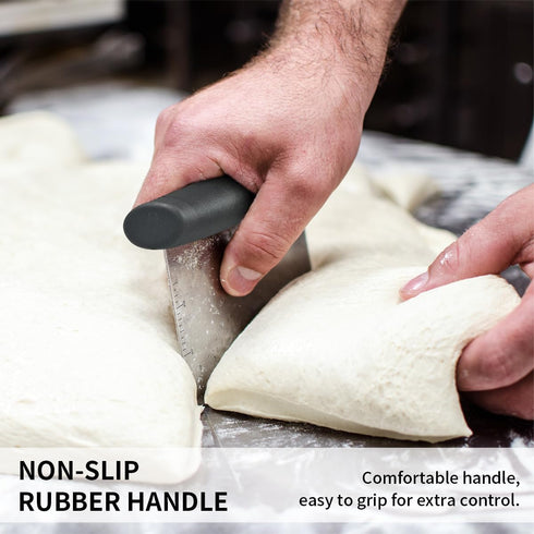 Stainless Steel Dough Bench Scraper & Chopper, Pastry Cutter for Kitchen (1 Pack, Black)...