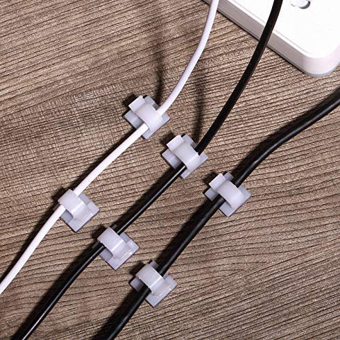 Maitys 60 Pieces Outdoor Cable Clips Christmas Adhesive Hooks Cable Management Wire Light Clips Cord Hider Organizer for Fairy Light Under Desk, W...