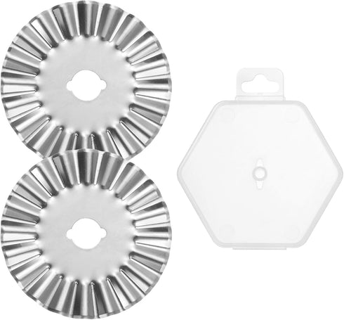 HARFINGTON 2pcs Rotary Cutter Blades 45mm Small Wave Blade SKS-7 Steel Sharpness Replacement Rotary Blade Quilting Rotary Cutter Blades for Fabric...