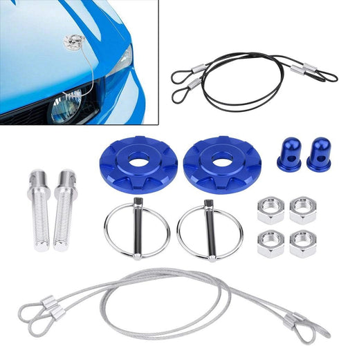 Acouto Hood Pins Kit CNC Aluminum Alloy Car Racing Hood Pin Lock Appearance Kit Universal Hood Pin Plate Kit(Blue)...