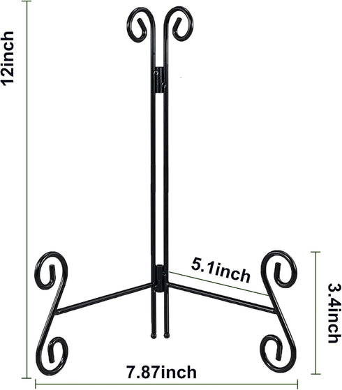 Plate Stand, 12 Inch Plate Holder Display Stand 1 Pack, Black Metal Picture Stand Picture Frame Easel for Home Office Exhibition Reception...