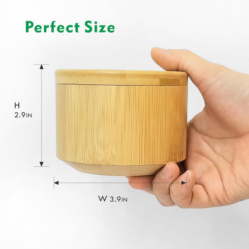 Salt Box Bamboo Salt Container with Lid and Spoon Bird Pattern Cellar with Magnetic Lock Swivel Lid Pepper Sugar Sea Salt Spice Seasoning Holder K...