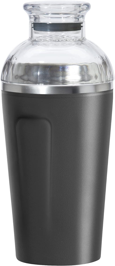 OGGI Groove Insulated Cocktail Shaker-17oz Double Wall Vacuum Insulated Stainless Steel, Tritan Lid has Built In Strainer, Ideal Cocktail Mixer, M...