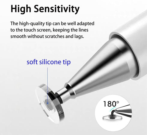 Stylus Pens for Touch Screens with Anti-Scrolling Design, 2 in 1 Disc & Fiber Tip Stylus Pen for iPad with Magnetic Adsorption, Compatible with Al...