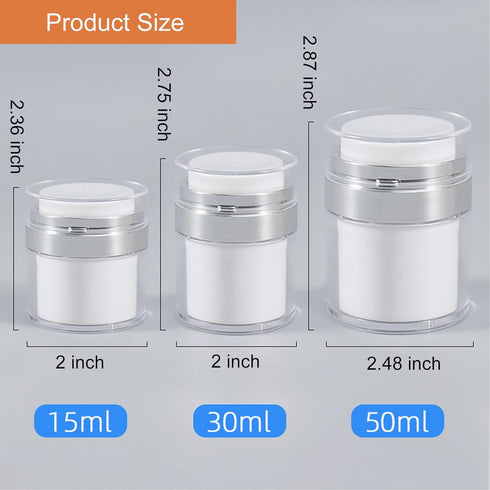 3Pcs Airless Pump Jars,Refillable Empty Airless Pump Jar Vacuum Push Down Moisturizer Pump Dispenser for Serums,Skincare Cream,Essence,Leak Proof ...