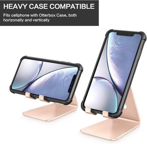 OMOTON Adjustable Cell Phone Stand, C2 Aluminum Desktop Phone Dock Holder Compatible with iPhone 15 14 13 Pro, SE, XR, 8 Plus 7 6, Samsung Galaxy,...