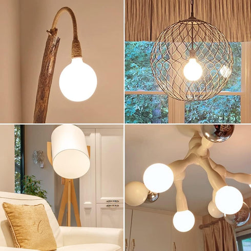 2 pack G40/G125 Globe LED Bulb, Warm White 2700K Dimmable LED Globe Bulb, 5W Equivalent 40W LED Globe Light Bulbs, CRI 90+, Milky Glass, LED Bulb ...