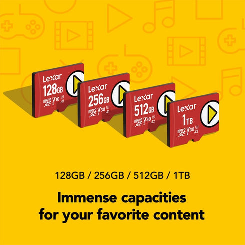 Lexar 256GB PLAY microSDXC Memory Card, UHS-I, C10, U3, V30, A1, Full-HD & 4K Video, Up To 160/100 MB/s, Expanded Storage for Nintendo-Switch, Gam...