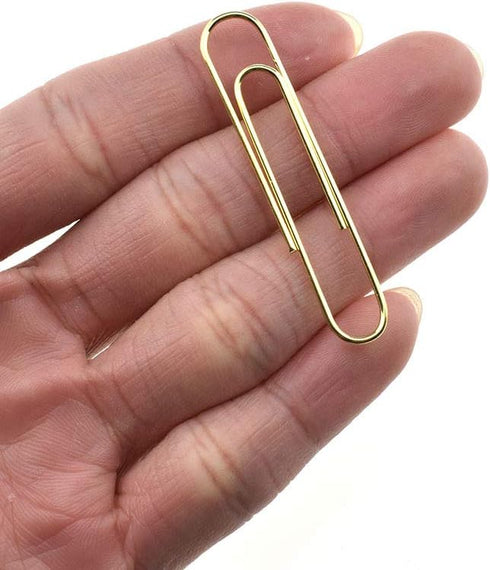 HAHIYO Paper Clips Large Sturdy 2 inches Length 70 Pack Paperclips Heavy Duty Tight Grip Rust Proof Reusable Metal Bright Gold for Home Office Sch...