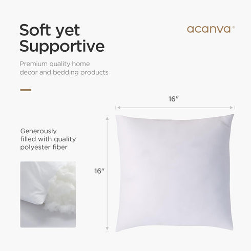 Acanva Decorative Throw Pillow Inserts for Sofa, Bed, Couch and Chair, Square Euro Sham Form Stuffer with Premium Polyester Microfiber, 2 Count (P...