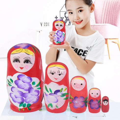 TOYANDONA Russian Nesting Dolls for Kids, Wood Matryoshka Doll Stacking Nested Set Handmade Girl-Pattern Nesting Dolls Toys for Christmas Mothers ...