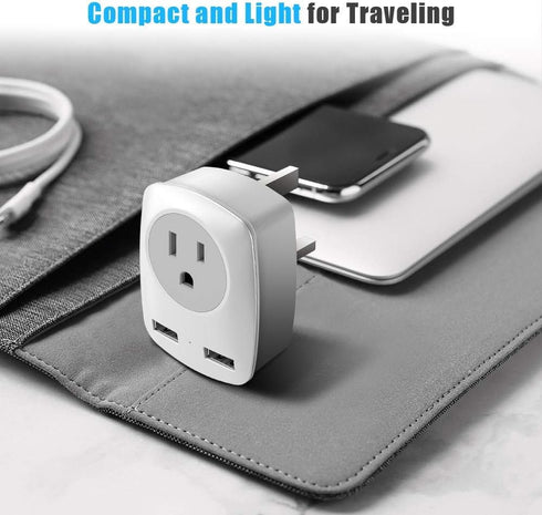 UK Travel Adapter, US to UK/Ireland/Hong Kong Plug Adapter with 2 USB and 1 Electrical Outlet, America to Europe Irish British England Scotland Tr...