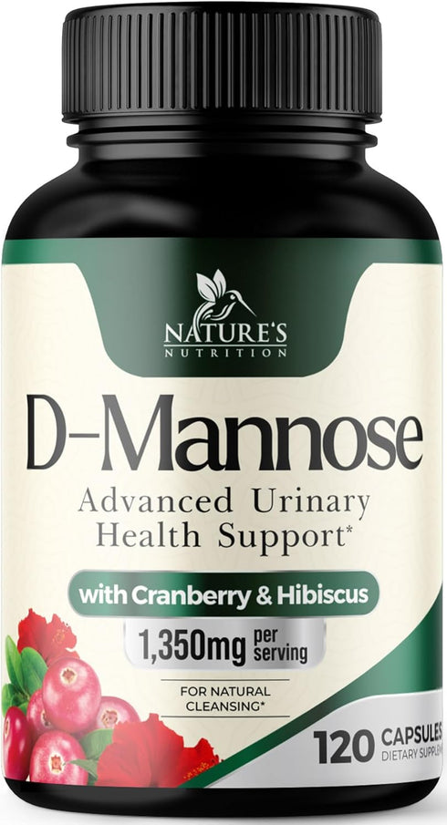 D-Mannose Supplement 1,350 mg with Cranberry & Hibiscus - Effective Fast-Acting, Flush the Impurities for Natural Bladder, Urinary Tract Health Su...