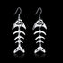 Sterling Silver Plated Earrings Drop Dangle Fish Hook Fish Bones .68" L383...