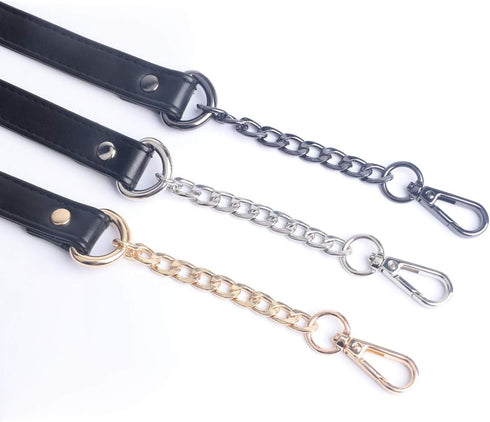 Beaulegan Purse Chain Handles - Microfiber Leather - Replacement for Shoulder Bag or Handbag 23.6 inch Long (2 PCS/Gunmetal Black)...