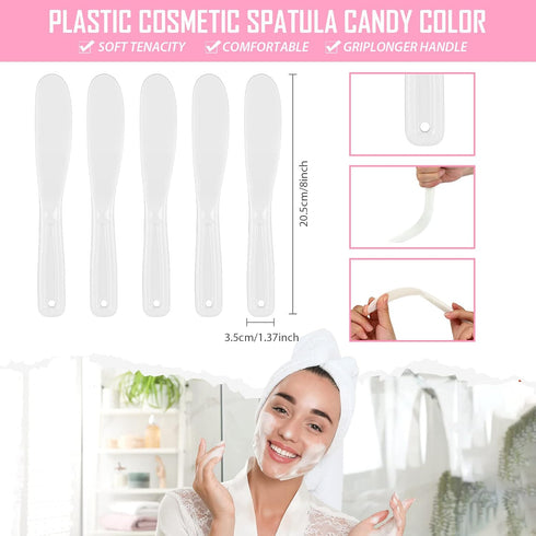 10 Pcs Plastic Cosmetic Spatula Jelly Mask Spatula Skincare Lotion Disposable Spatulas for Facials Face Mask Applicator Makeup Scoop for Facial To...