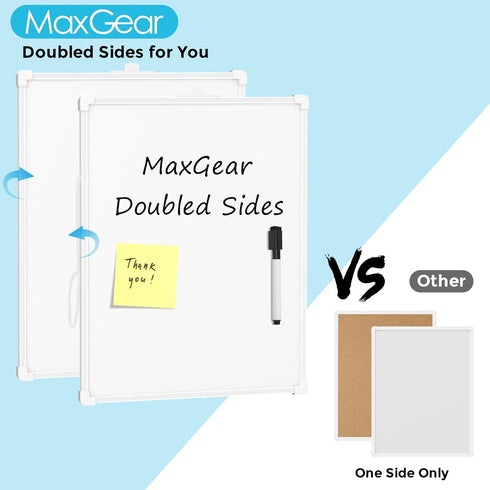 MaxGear Double-Sided Dry Erase Board, 14"x11" Hanging Whiteboard for wall, Small White Board with a Black Dry Erase Marker, Portable Whiteboard fo...