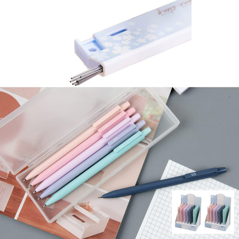 6pcs Mechanical Pencil Set with Bonus 6Tubes HB Lead Refills, Pastel Mechanical Pencil 0.5mm & 0.7mm with 6Tubes HB Pencil Leads, Aesthetic Mechan...