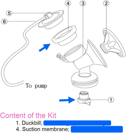 Replacement Parts Compatible with Avent Comfort Pump, Valve, Diaphragm for Single and Double Electric Pumps; Made by Maymom...
