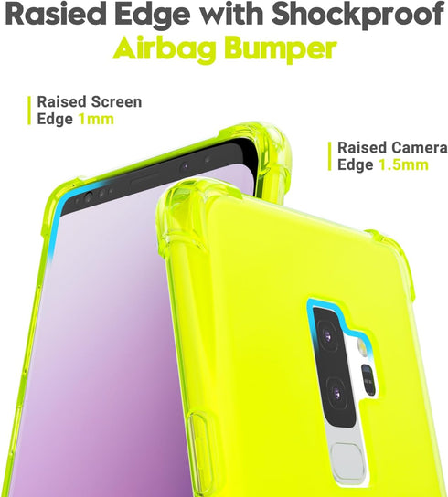 for Samsung Galaxy S9 Plus Case Clear, Neon Bright Vibrant Color, Transparent Jelly Protective Silicone Phone Case for Women Girly Cute, Thin Slim...