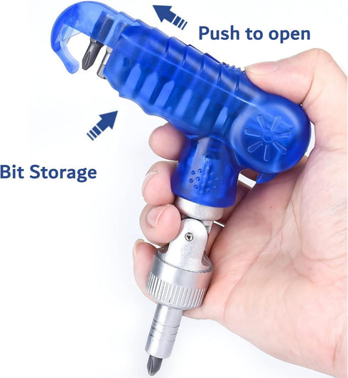 10 IN 1 Ratcheting Multi-Bit Screwdriver Set Magnetic, Adjustable, S2 Steel, Professional Repair Tool Kit with Adjustable Shaft (Blue)...