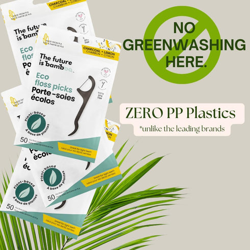 Floss Picks (6 Pack, 300 Pieces) Reusable, Plant Based and Eco Friendly, Natural Bamboo Tooth Picks Flossers for Adults and Kids with Dental Pick,...