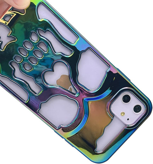 2023 Luxury Plating Skull Phone Case - for iPhone 13 Pro Metal Hollow Soft Cases Cover, Personality Carving Phone Cover......