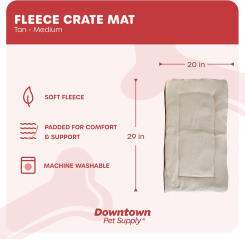 Downtown Pet Supply - Dog Crate Mat - Comfort Dog Bed or Cat Bed - Soft Fleece Nap Mat - Easy Maintenance, Machine Washable Dog Bed - Tan - 29 in ...