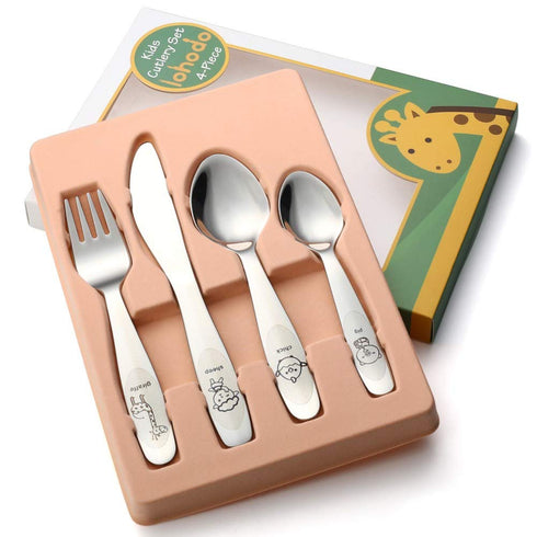 Kids Silverware Set Toddler Utensils 18/8 Stainless Steel 4PCS Fork Spoon and Knife Cutlery Child Flatware for Age 3+...