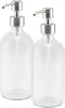 Cornucopia Brands 16-Ounce Clear Glass Bottles w/Stainless Steel Pumps (2 Pack), Soap Dispenser Great for Essential Oils, Lotions, Liquid Soaps...