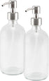 Cornucopia Brands 16-Ounce Clear Glass Bottles w/Stainless Steel Pumps (2 Pack), Soap Dispenser Great for Essential Oils, Lotions, Liquid Soaps...