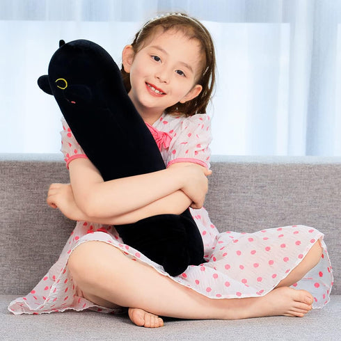 Long Plush 27.5in Black Cat Toy Kids Plush Toy Pillow Hugging Pillow Cute Plush Cat Stuffed Animal Toy Gift for Kids(Black, 70cm/27.5in)...
