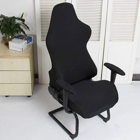 BTSKY Ergonomic Office Computer Game Chair Slipcovers Stretchy Polyester Covers for Reclining Racing Gaming Gaming Chair Black (No Chair)...
