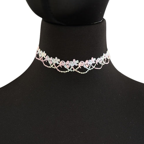 LINKY Colorful lace Choker Necklace Women Jewelry Set...