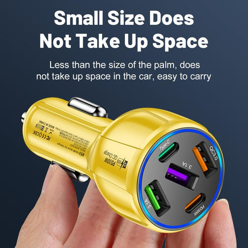 5-Port 75W USB C Car Charger, PD30W & QC3.0 Fast Charging Cigarette Lighter USB Charger Adapter for iPhone/Android/Samsung/iPad (Yellow)......